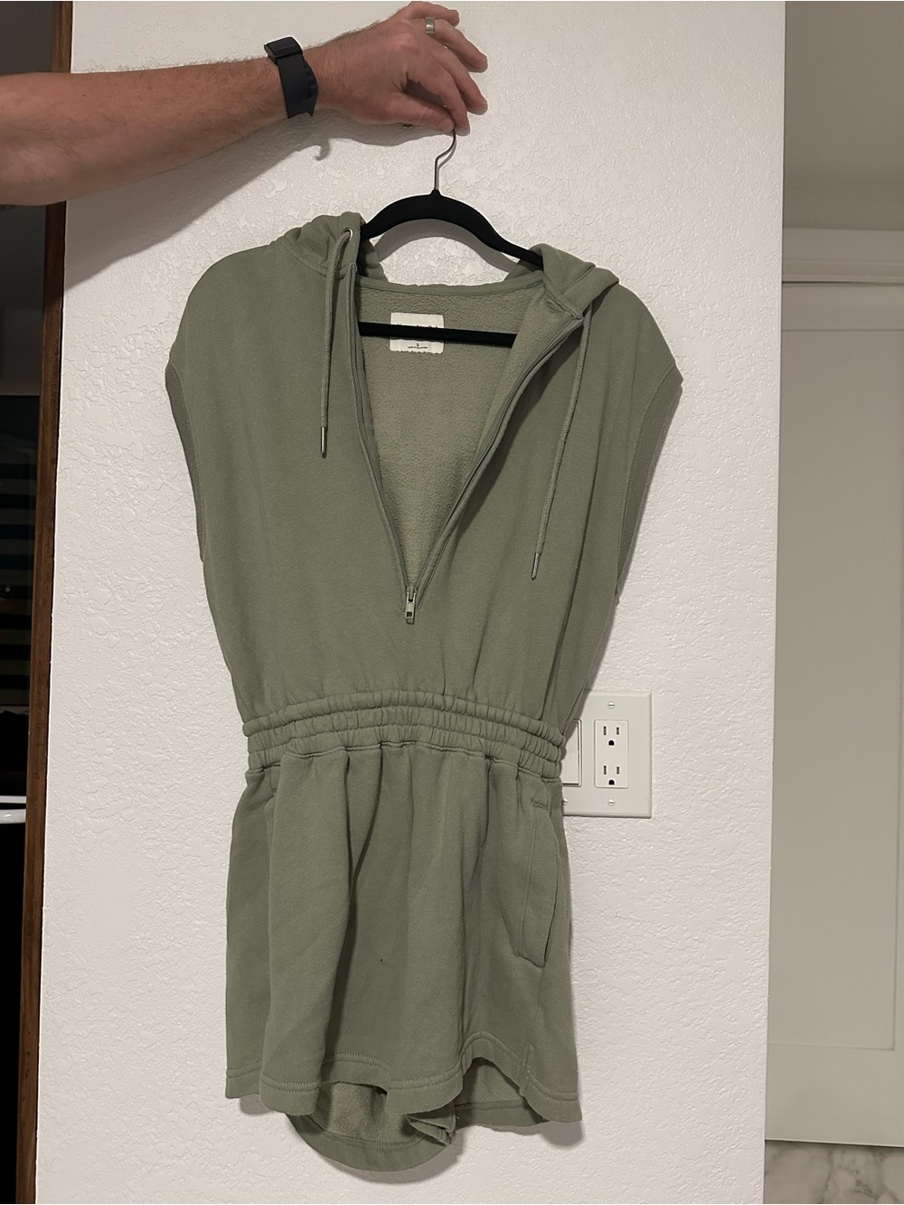 Abercrombie & Fitch Olive Green Hooded One-Piece Romper